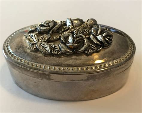 white rose metal trinket box|Rose Trinket Box .